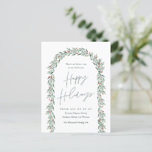 Greenery Arch Modern Script Business Holiday Card