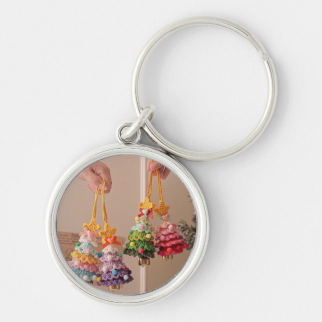 Greenery Arch Modern Script Photo Christmas Holida Keychain (Front)