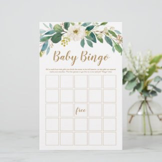 Greenery Baby Bingo Game