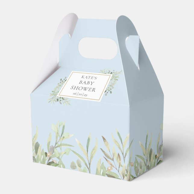Greenery Baby Boy Blue Shower Favour Box (Front Side)