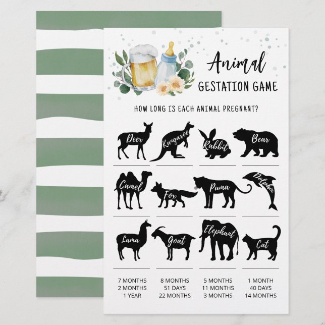 Greenery Baby Is Brewing Animal Gestation Game (Front/Back)