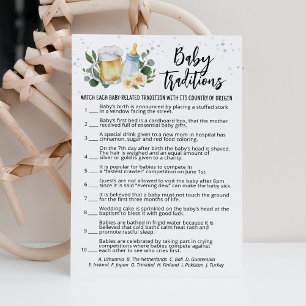 Greenery Baby Is Brewing Baby Traditions Game Card