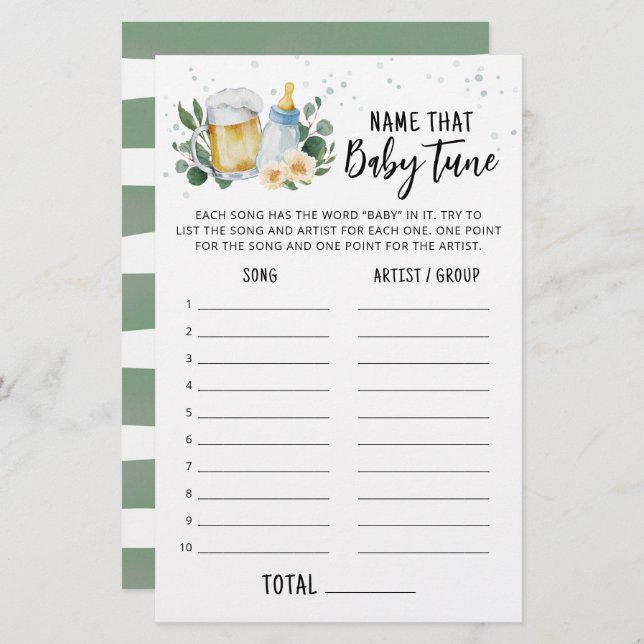 Greenery Baby Is Brewing Name That Baby Tune Game (Front/Back)