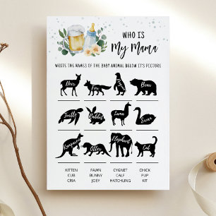 Greenery Baby Is Brewing Who is my mama Game Card