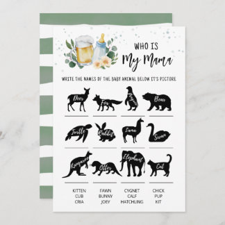 Greenery Baby Is Brewing Who is my mama Game Card