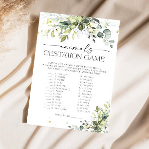 Greenery Baby Shower Animals Gestation Game