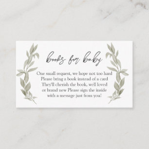 Greenery Baby Shower Books for Baby, Book In Lieu Enclosure Card