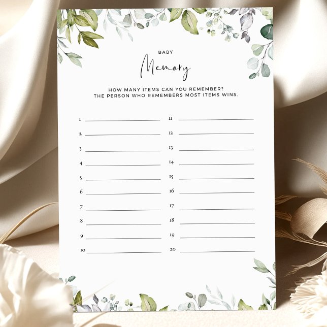 Greenery Baby Shower Game - Baby Memory (Creator Uploaded)