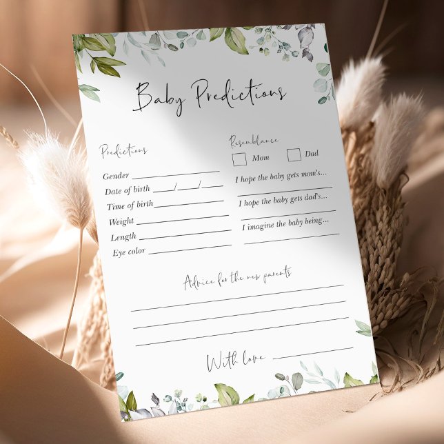 Greenery Baby Shower Game - Baby Predictions (Creator Uploaded)