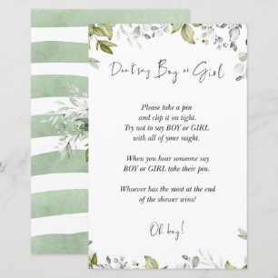 Greenery Baby Shower Game Don't Say Boy Or Girl