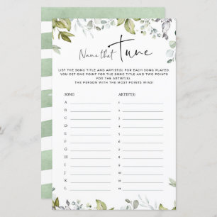 Greenery Baby Shower Game - Name That Tune
