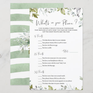 Greenery Baby Shower Game What's On Your Phone?
