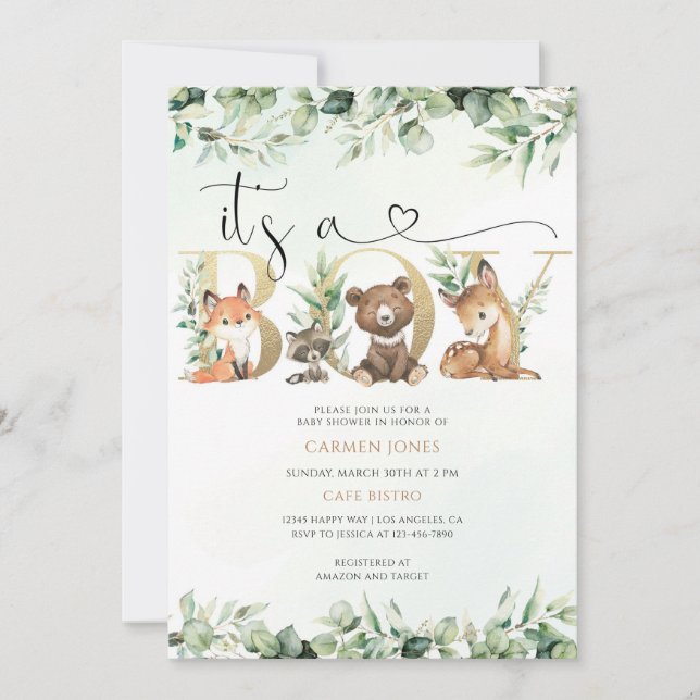 Greenery Baby Shower Invitation (Front)