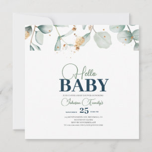 Greenery Baby Shower Invitation, Eucalyptus flower Save The Date