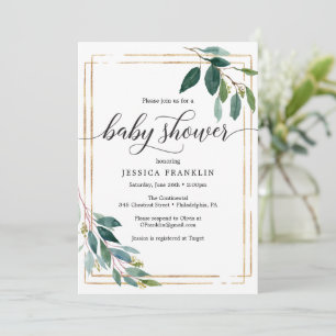 Greenery Baby Shower Invites Card