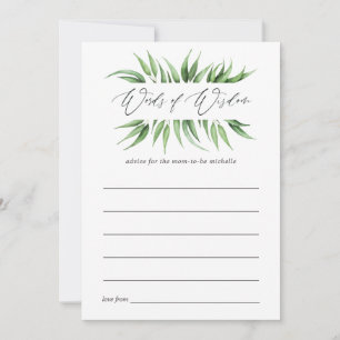 Greenery Baby Shower Mom Advice Card