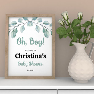 Greenery Baby Shower Oh boy Welcome Poster