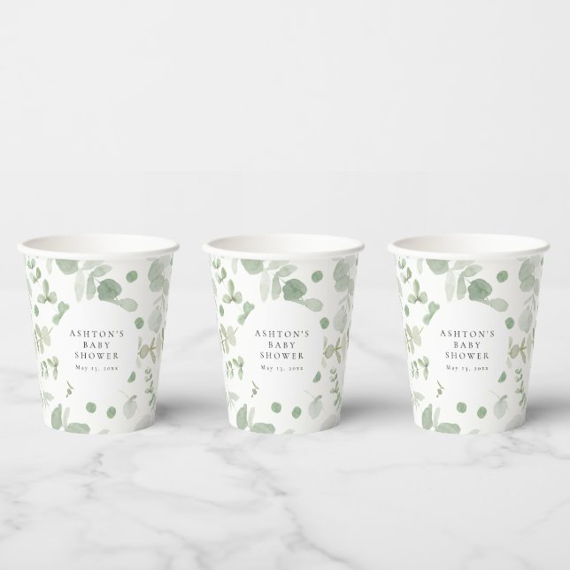 Greenery Baby Shower Paper Cups (Multi)
