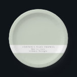 Greenery Baby Shower  Paper Plate<br><div class="desc">These are simple, elegant greenery baby shower paper plates featuring a simple design and a modern font. Edit all wording and all colours* on this wedding program template. * the colour of the watercolor greenery are not editable // For matching items, please visit the "ASHTON" collection in the Sincerely By...</div>