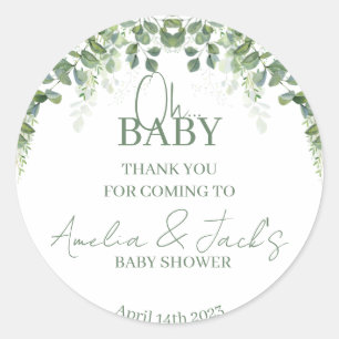 Greenery Baby Shower Thank You Sticker