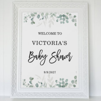 Greenery  Baby Shower Welcome Poster