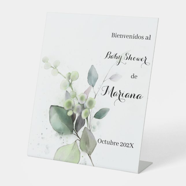 Greenery baby shower welcome sign (Front)