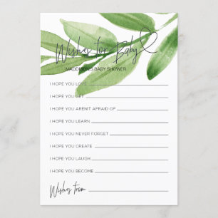 Greenery Baby Shower Wishes For Baby Game Card