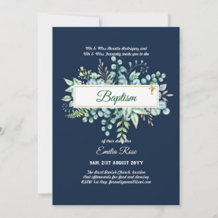 Greenery Baptism Bautizo Bautismo Christening Invi Invitation