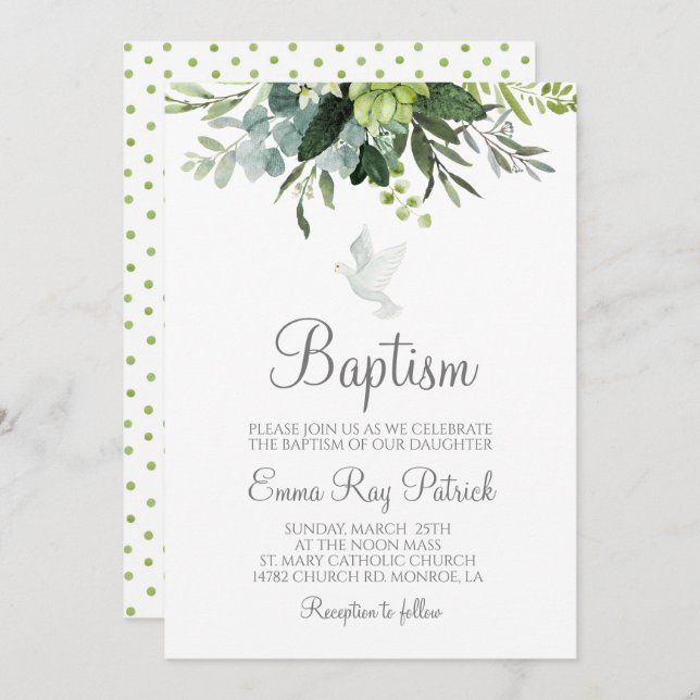 Greenery Baptism Invitation (Front/Back)