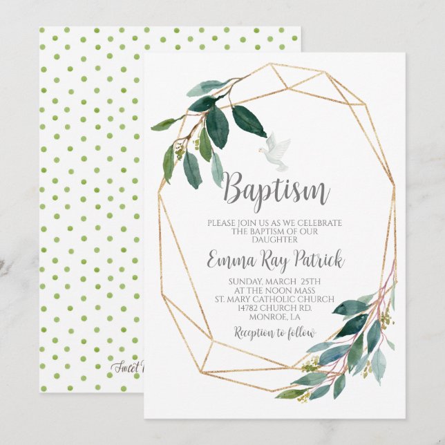 Greenery Baptism Invitation (Front/Back)