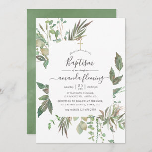 Greenery Baptism Invitation