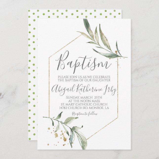 Greenery Baptism Invitation (Front/Back)