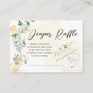 Greenery Bear Gender Neutral Floral Diaper Raffle Enclosure Card