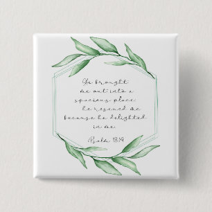 Greenery Bible Verse 2 Inch Square Button