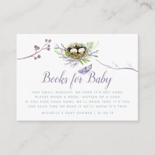 Greenery Birds Nest Twins Baby Shower Book Request Enclosure Card
