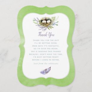 Greenery Birds Nest Twins Baby Shower Thank You