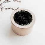 Greenery Black and Gold Thank You Wedding Favour Classic Round Sticker<br><div class="desc">Step into a world of enchantment with our greenery black and gold thank you wedding favour classic round sticker, perfect for your botanical spring boho wedding. Adorned with sage green eucalyptus and gold accents, this wedding favour sticker, exudes elegance and modern whimsy. Imagine strolling through a magical summer garden, surrounded...</div>