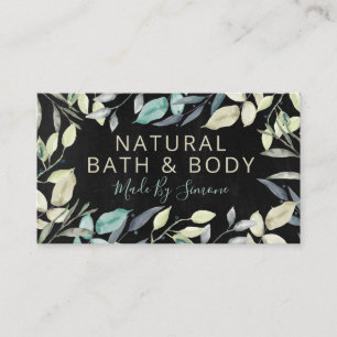 Greenery Black Chalkboard Handmade Bath Body Spa Business Card