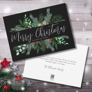 Greenery Black Christmas Holiday Card