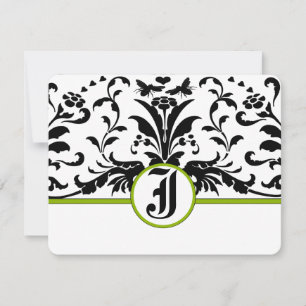 Greenery Black Damask Response Card