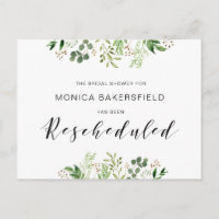 Greenery, Black font, Bridal Shower Reschedule