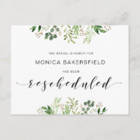 Greenery, Black font, Bridal Shower Reschedule