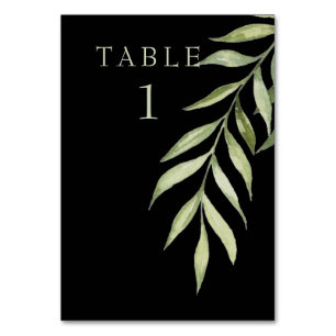 Greenery Black & Mint Table Number