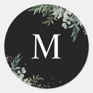 Greenery   Black Monogram Envelope Seal