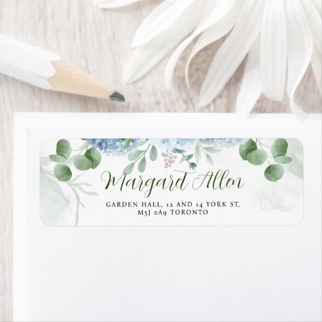 Greenery Blue hydrangea Baby shower Adresse (En situation)