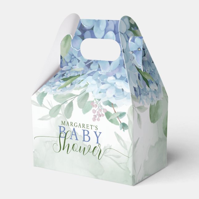 Greenery Blue hydrangea Its a Boy Baby Shower Favor Box (Front Side)