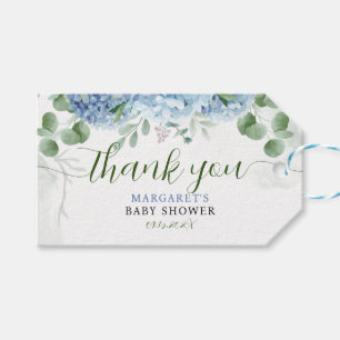 Greenery Blue hydrangea Thank You  Baby Shower Gift Tags
