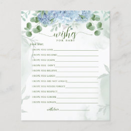 Greenery Blue hydrangea Wishes For Baby Shower