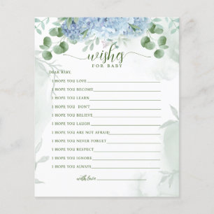 Greenery Blue hydrangea Wishes For Baby Shower