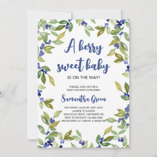  Greenery Blueberry Baby Shower Invitation